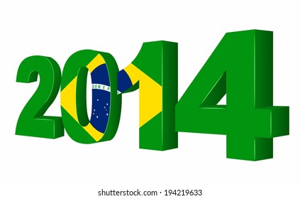 Brazil 2014 Soccer with Brazilian Flag