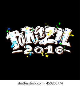 Brazil 2016 hand lettering brush calligraphy poster. Artistic modern design for a logo, greeting cards, invitations, posters, banners, t-shirts, illustrations.