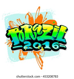 Brazil 2016 hand lettering brush calligraphy poster. Artistic modern design for a logo, greeting cards, invitations, posters, banners, t-shirts, illustrations.