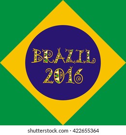 Brazil 2016 poster.Banners and card vector template background. Ethnic and tribal letters print.