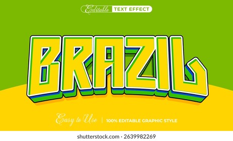 brazil 3d logo template editable text effect style