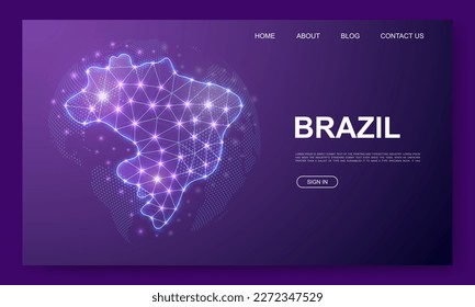 Brasilien 3d Low-Poly-Website-Vorlage. Brasilien Karte Design Illustration Konzept. Polygonales Länderkarte-Symbol für Website-Design