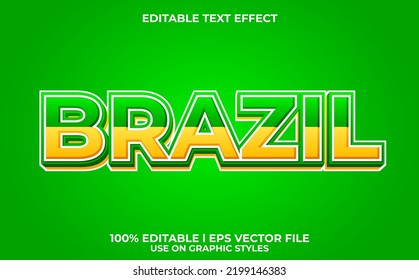 brazil 3d text effect with modern theme. stylish typography for brazil flag