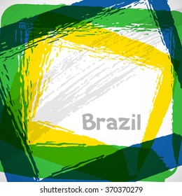 Brazil abstract background with grunge paint strokes in color of flag. Design for covers, brochure, advertising banner.