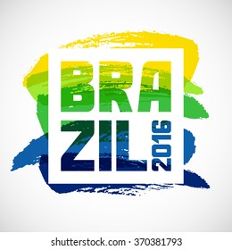 Brasil fondo abstracto con trazos de pintura grunge en color de bandera. Diseño para portadas, folleto, banner publicitario.