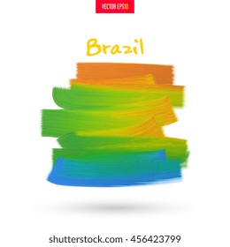 Brazil. Abstract texture, acrylic or oil paint on canvas. Handmade. For the sport concept or promotional printed products. Colorful palette the artist's rough brush strokes.