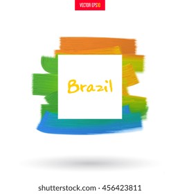 Brazil. Abstract texture, acrylic or oil paint on canvas. Handmade. For the sport concept or promotional printed products. Colorful palette the artist's rough brush strokes.