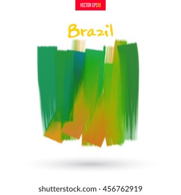 Brazil. Abstract texture, acrylic or oil paint on canvas. Handmade. For the sport concept or promotional printed products. Colorful palette the artist's rough brush strokes.