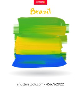 Brasil. Textura abstrata, tinta acrílica ou óleo sobre tela. Feito à mão. Para o conceito de esporte ou produtos impressos promocionais. Paleta colorida as pinceladas ásperas do artista.