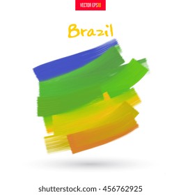 Brazil. Abstract texture, acrylic or oil paint on canvas. Handmade. For the sport concept or promotional printed products. Colorful palette the artist's rough brush strokes.