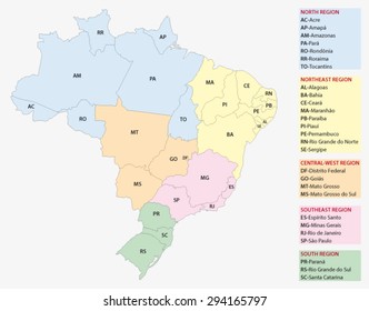 Brazil Administrative Territorial Division Map Stock Vector (Royalty ...