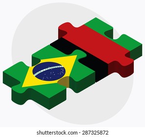 Brazil and Afghanistan Flags in puzzle  isolated on white background
