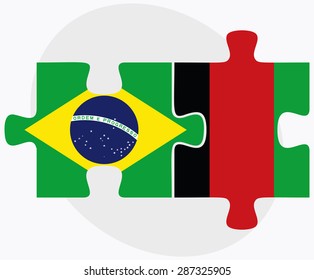 Brazil and Afghanistan Flags in puzzle  isolated on white background
