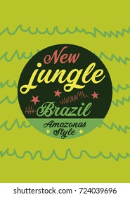 brazil amazonas new jungle,t-shirt print poster vector illustration