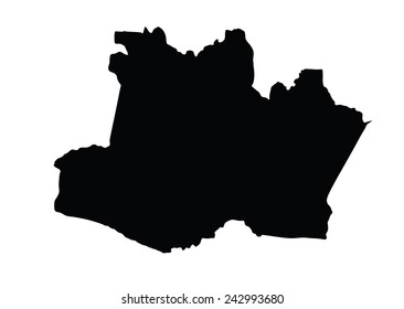 Brazil, Amazonas vector map silhouette isolated on white background. High detailed silhouette illustration.  Brazil province map, South America territory.