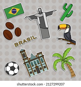 Brazil Architectural Travel Elements For Signs, Stickers, Prints, Doodle Vectors