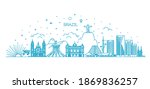 Brazil architecture vector line skyline