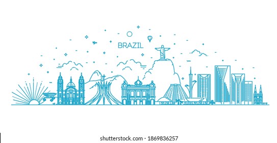 Brazil architecture vector line skyline