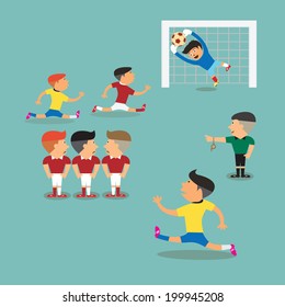 Brazil and Argentina soccer players encounter with referee