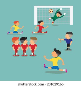 Brazil and Argentina soccer players encounter with referee