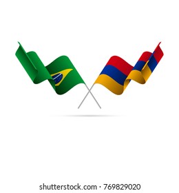 Brazil and Armenia flags crossed. Vector illustration.
