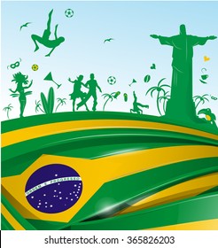 brazil background with flag and symbol set 