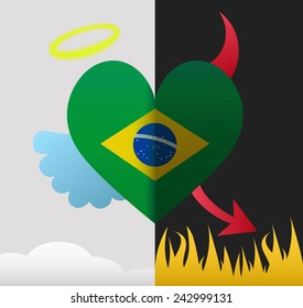 Brazil background of a heart half demon half angel