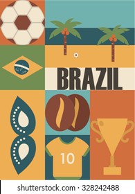 Brazil background icon set