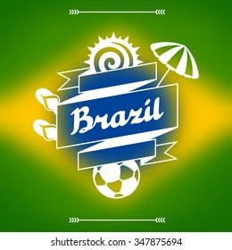 Brazil background with stylized objects and cultural symbols.
