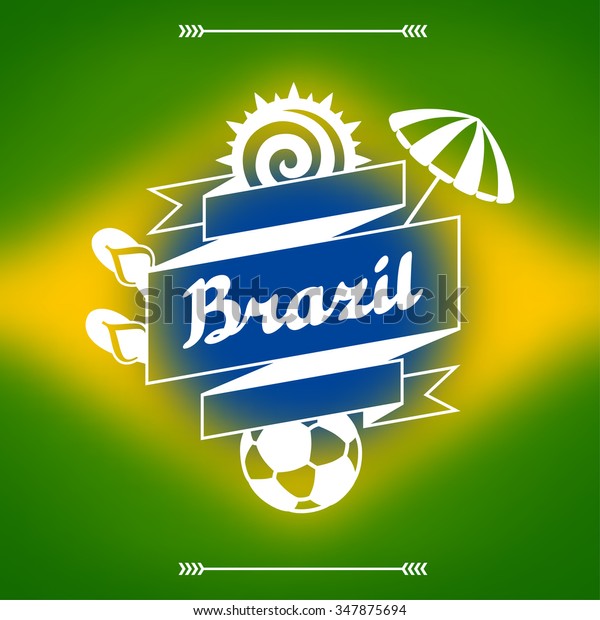 Brazil background with stylized objects and\
cultural symbols.