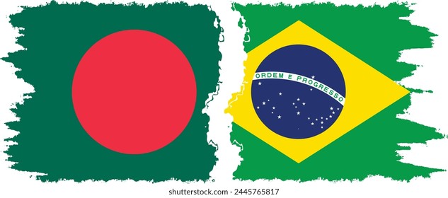 Brazil and Bangladesh grunge flags connection, vector