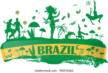 brazil banner with silhouette icon