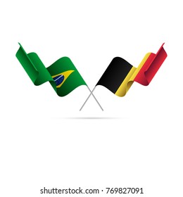 Brazil and Belgium flags crossed. Vector illustration.