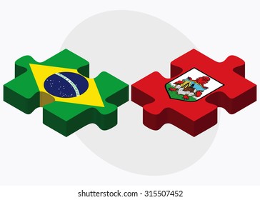 Brazil and Bermuda Flags in puzzle  isolated on white background