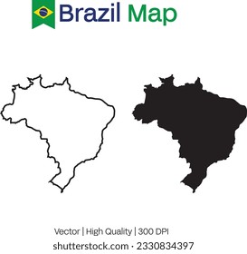 Brasilianische schwarze Karte, Brasilianisches Vektordesign-Template , Flagge Brasiliens, Flache einfache Brasilien-Karte , Unabhängigkeitstag-Design für brasilianische Feier , Karte des Distrikts Federal do Brasil