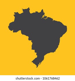 Brazil black map,border on orange background. Vector illustration.