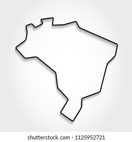 Brazil, black outline map, shadow concept
