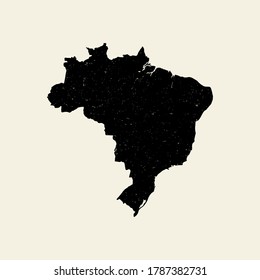 Silueta de mapa texturizado con vector negro de Brasil.