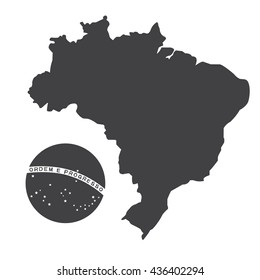 Brazil Black and White Map 2016 Vector