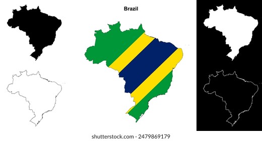 Conjunto de mapas esquemáticos en blanco de Brasil