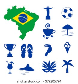 Brazil blue computer icons with map