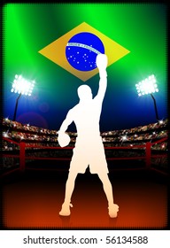 Boxeo en Brasil sobre fondo estadio Ilustración original