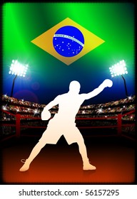 Brazil Boxing on Stadium Background Original Illustration