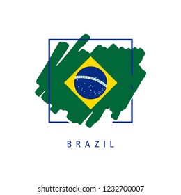 Brazil Brush Logo Vector Template Design Illustration