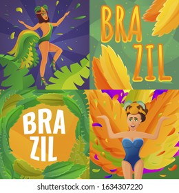 Brazil carnival banner set. Cartoon illustration of brazil carnival vector banner set for web design