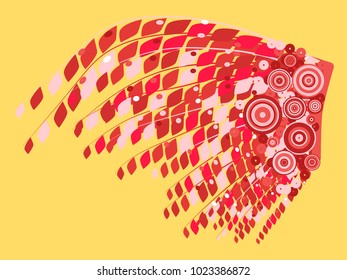 Brazil Carnival. Beautiful Red Feathers with Sequins. Ornaments for the Carnival. Decoration for Masquerade. Feathers for Rio Carnival, Illustration, Poster, Banner, Invisibility, Carnival Costume. 