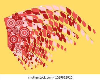 Brazil Carnival. Beautiful Red Feathers with Sequins. Ornaments for the Carnival. Decoration for Masquerade. Wing for Rio Carnival, Illustration, Poster, Banner, Invisibility, Carnival Costume.