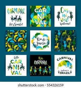 Brazil Carnival. Bright festive templates for carnival concept in trending abstract style. Vector illustration.