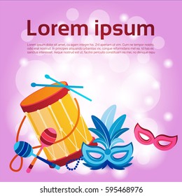 Brazil Carnival Colorful Rio Holiday Party Celebration Flat Vector Illustration