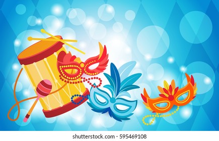 Brazil Carnival Colorful Rio Holiday Party Celebration Flat Vector Illustration